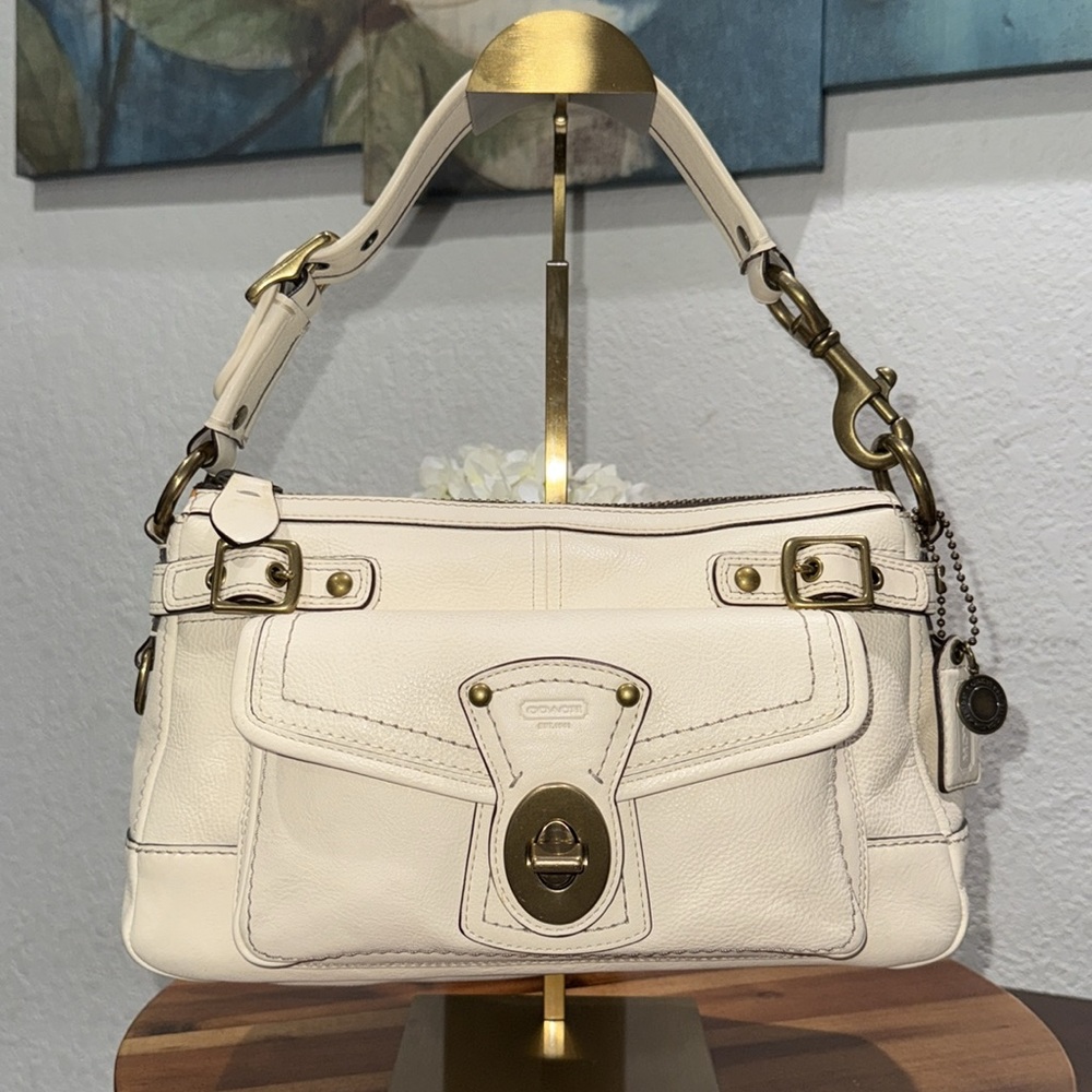 COACH Legacy 1127 65th Anniversary Shoulder Bag Off-White Cream Vachetta Leather